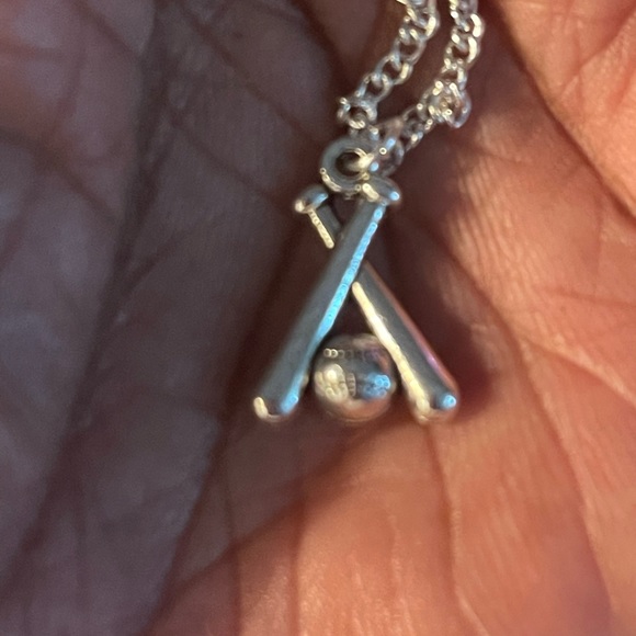 Pendant & Chain Charm Necklace (Ball & Bats) - Picture 3 of 3